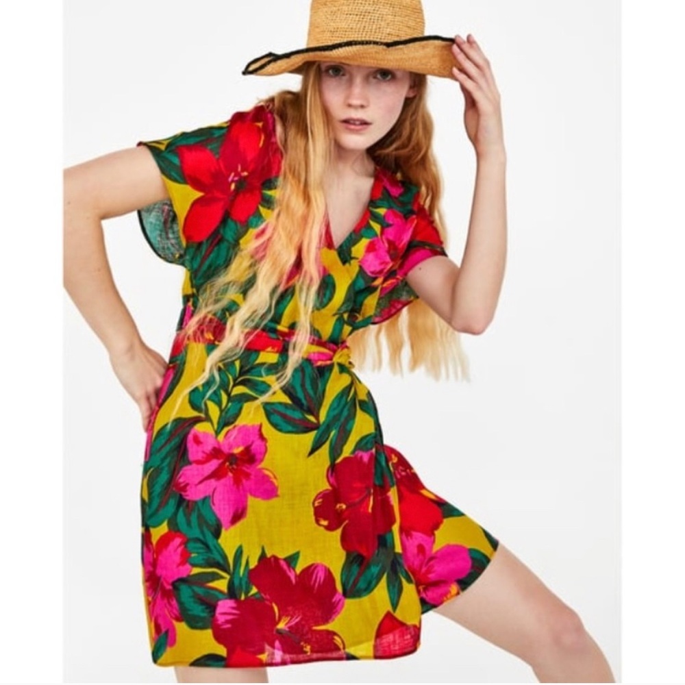 Zara Tropical Linen Dress